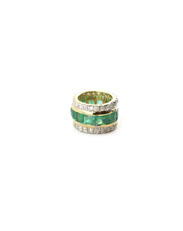 14K Gold Diamond Edge Emerald Baguette Spacer