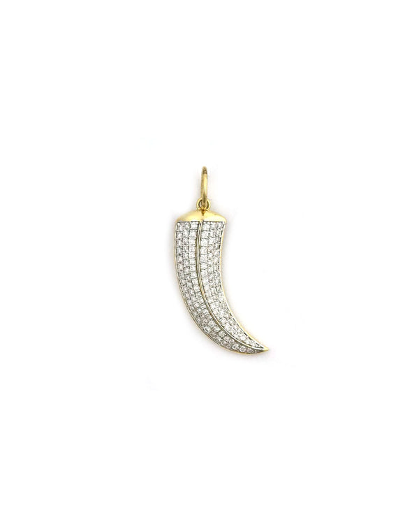 14K Gold Diamond Horn Pendant