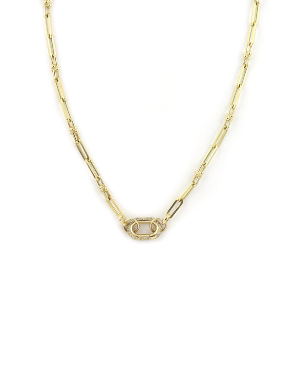 14K Gold Fine Lexi Lock Necklace: Dotted Link Chain