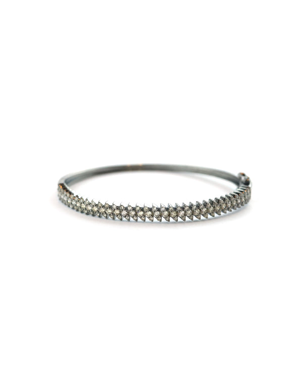 Silver & Diamond Slanted Marquise Bangle