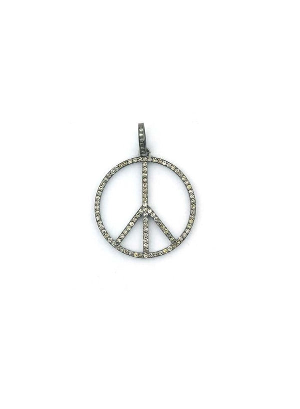 1" Silver Diamond Peace Sign Charm