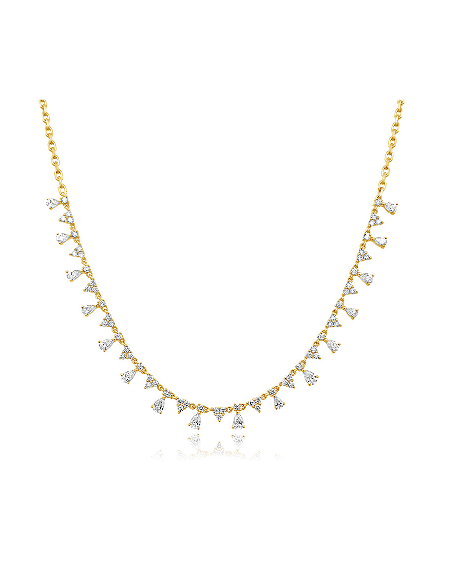 14K Gold Multi Pear Diamond Charm Necklace