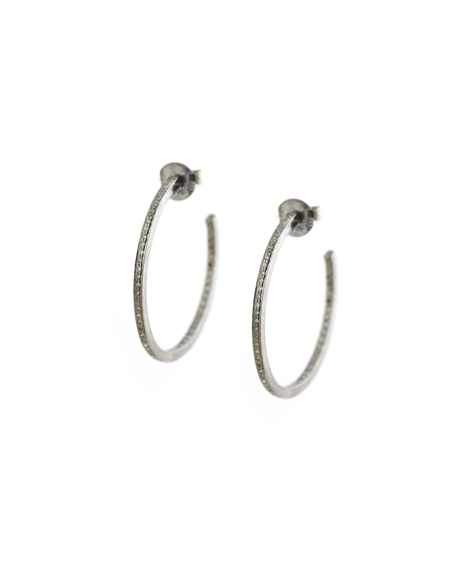 Oxidized Silver Inside Out Diamond Hoops