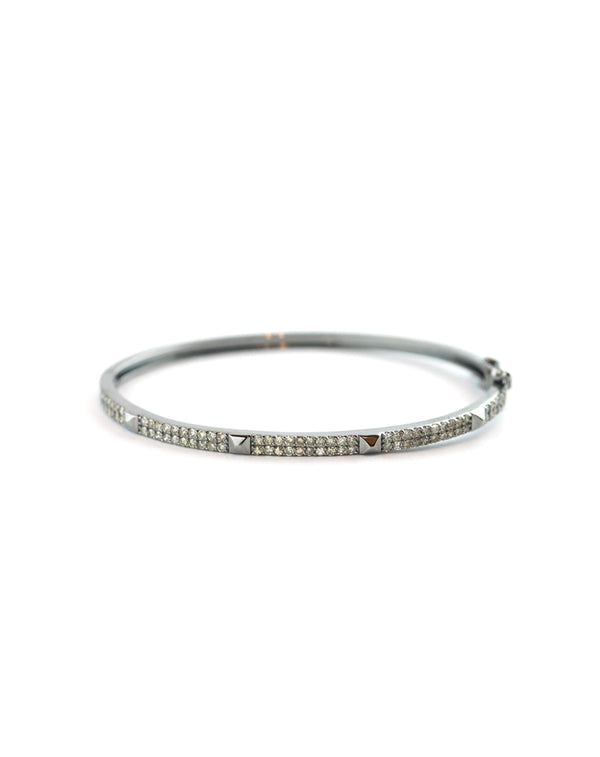 Silver & Diamond Pyramid Spike Bangle