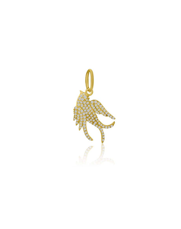 14K Gold Diamond Swallow Charm
