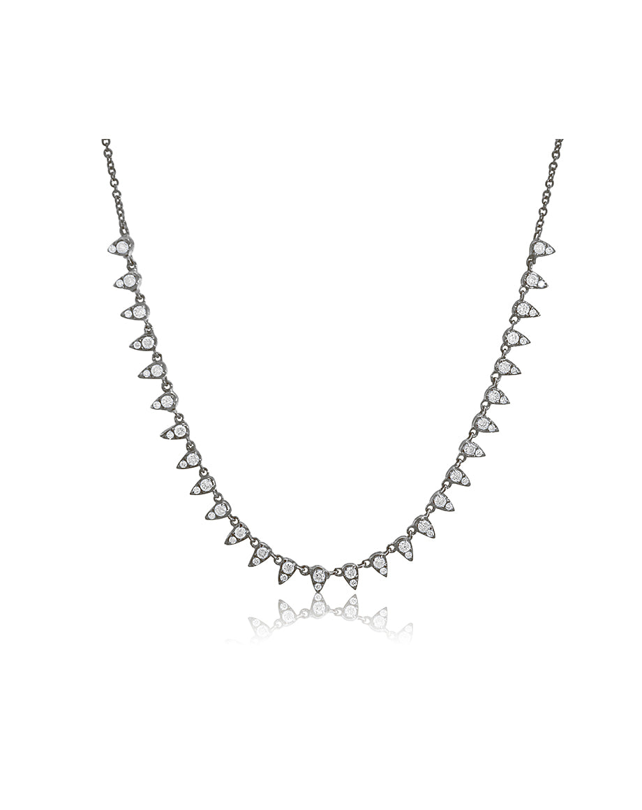 Silver Spike Diamond 1/2 Tennis Necklace