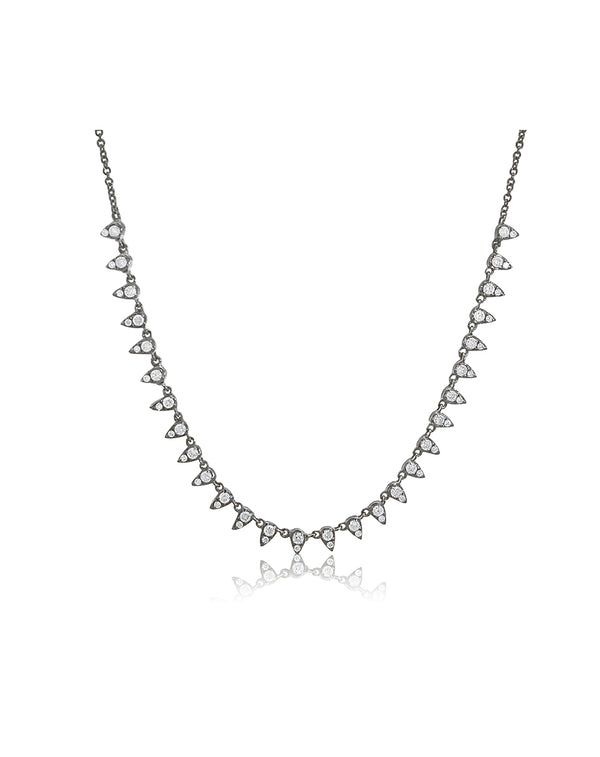 Silver Spike Diamond 1/2 Tennis Necklace