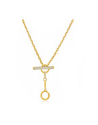 14K Gold Diamond Toggle Lock Lariat Necklace