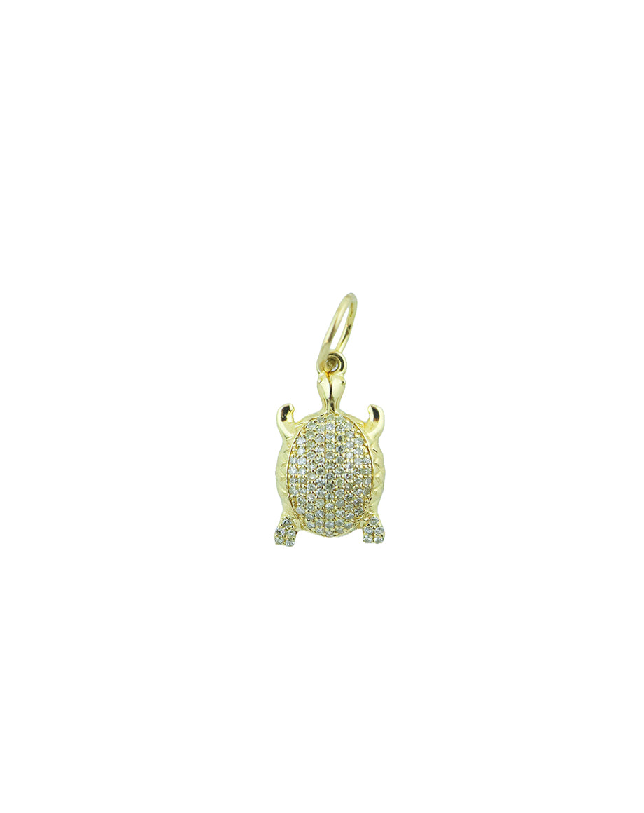 Small 14K Gold Diamond Turtle Charm