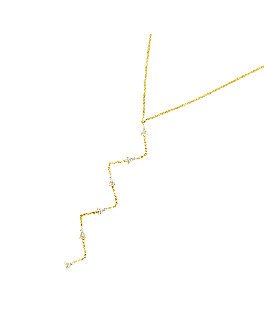 14K Gold .25ct Diamond Trio Station Lariat Y Necklace