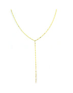14K Gold Thin Dime Chain Lariat Necklace