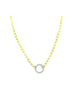 14K Gold Disco Chain 17mm Diamond Lock Necklace