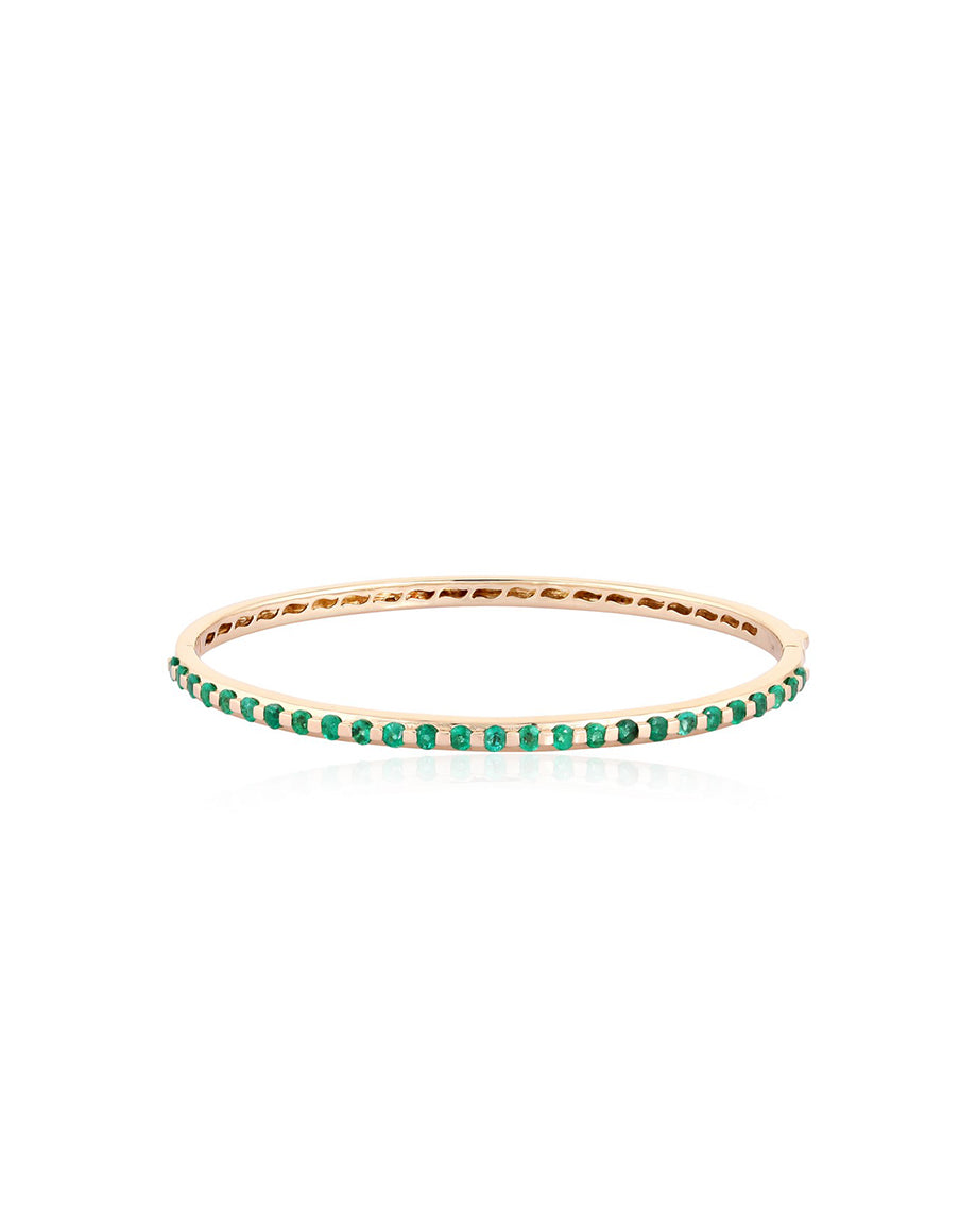 14K Gold Dotted Emerald Bangle