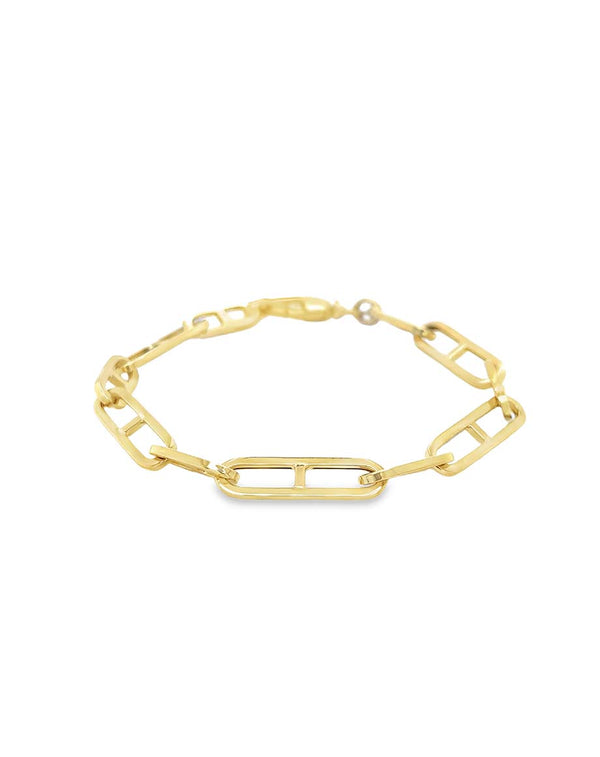 14K Gold Long Rectangle Anchor Link Bracelet