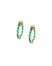 7/8" 14K Gold 2.89ct Baguette Emerald .24ct Diamond Circle Hoops