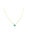 14K Gold 1.15ct Rectangle Emerald Necklace  16"