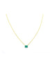 14K Gold 1.15ct Rectangle Emerald Necklace  16"