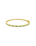 14K Gold Emerald Diamond Bezel Set Bangle