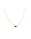 14K Gold Diamond Emerald Evil Eye Necklace