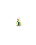 Small 14K Gold Emerald Retro Dog Tag Charm