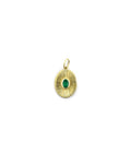 14K Gold Oval Fanned Emerald Disc Charm