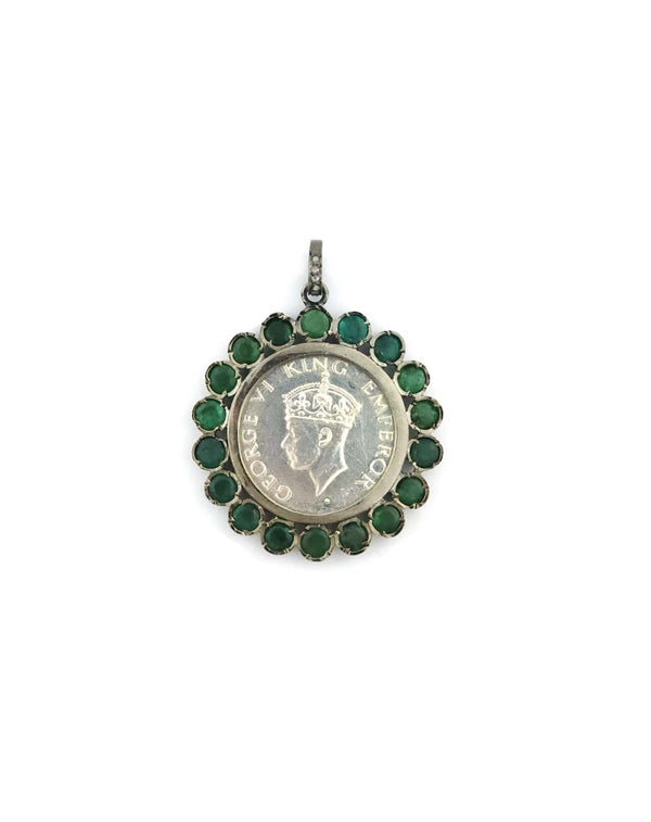 Silver Emerald Bezel King George Emperor Coin