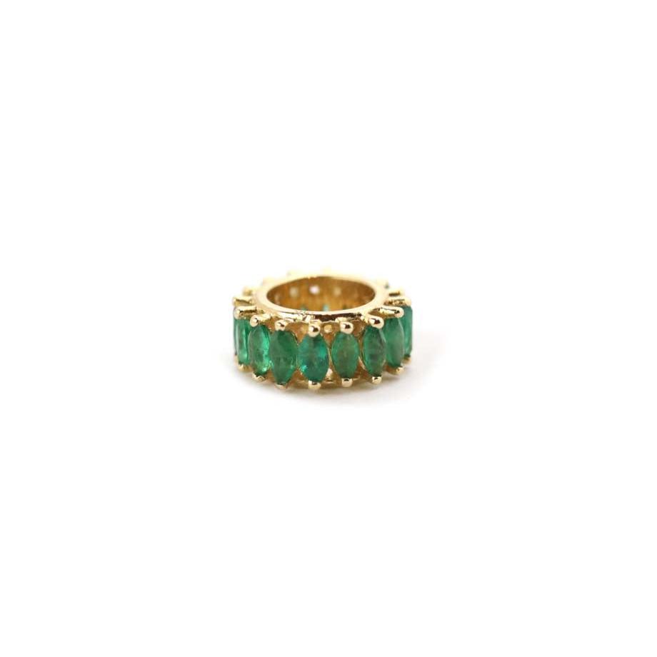 14K Gold Emerald Marquise Round Charm Spacer