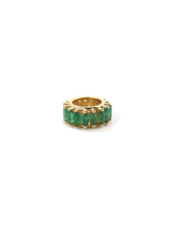 14K Gold Emerald Marquise Round Charm Spacer