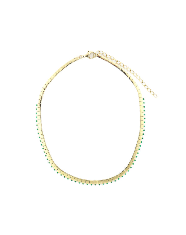 13" 14K Gold .72ct Emerald Omega Necklace