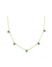14K Gold Pear Emerald and Diamond Station Necklace