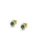 14K Gold Tiny Pear Emerald Diamond Studs