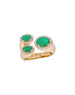 14K Gold 3 Stone Emerald Diamond Ring
