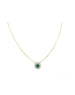 14K Gold Diamond Round Emerald Retro Necklace