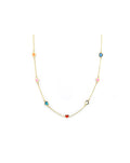 14K Gold Mini Multi Heart Station Necklace