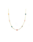 14K Gold Mini Multi Heart Station Necklace