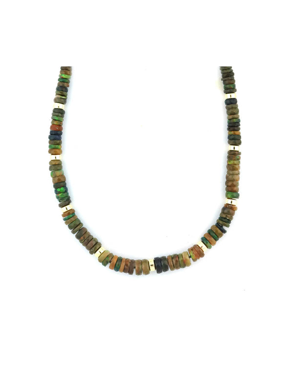 Dark Ethiopian Opal Rondelle Necklace