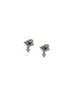 Tiny Silver Diamond Eye Sapphire Dangle Studs