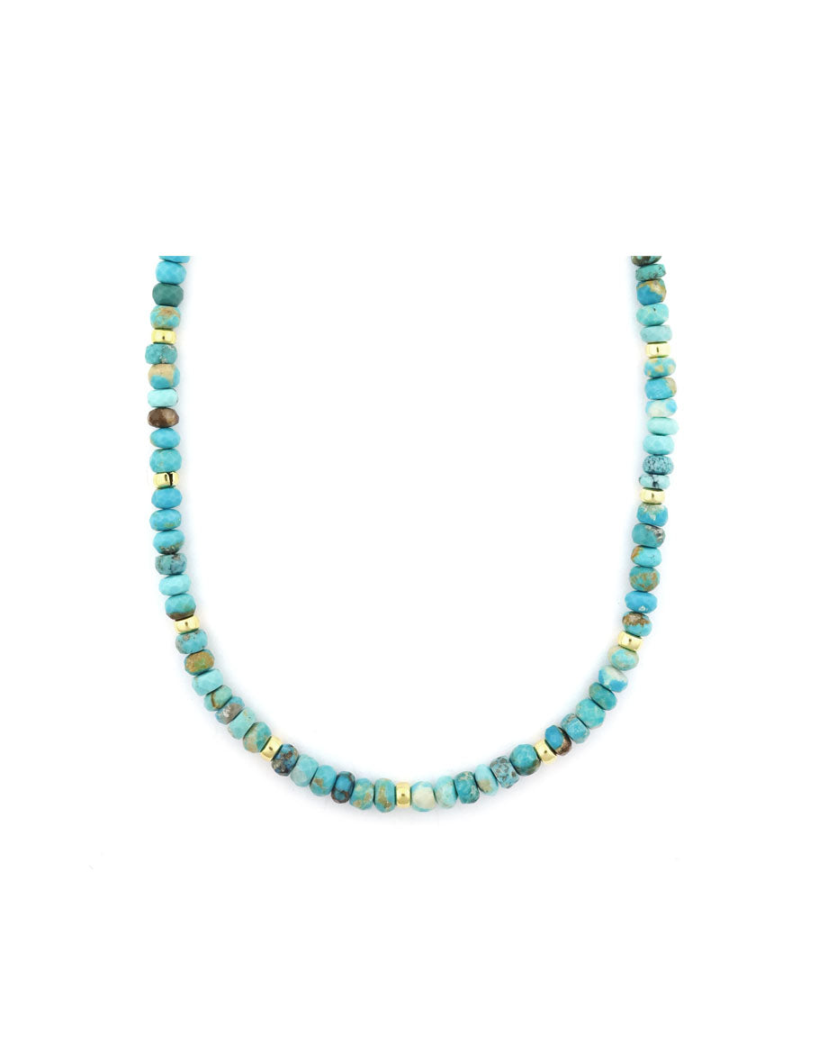 5mm Faceted Kingman Turquoise Rondelle Necklace
