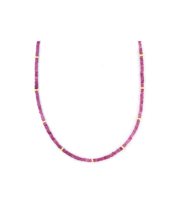 3mm Faceted Pink Sapphire Rondelle Necklace
