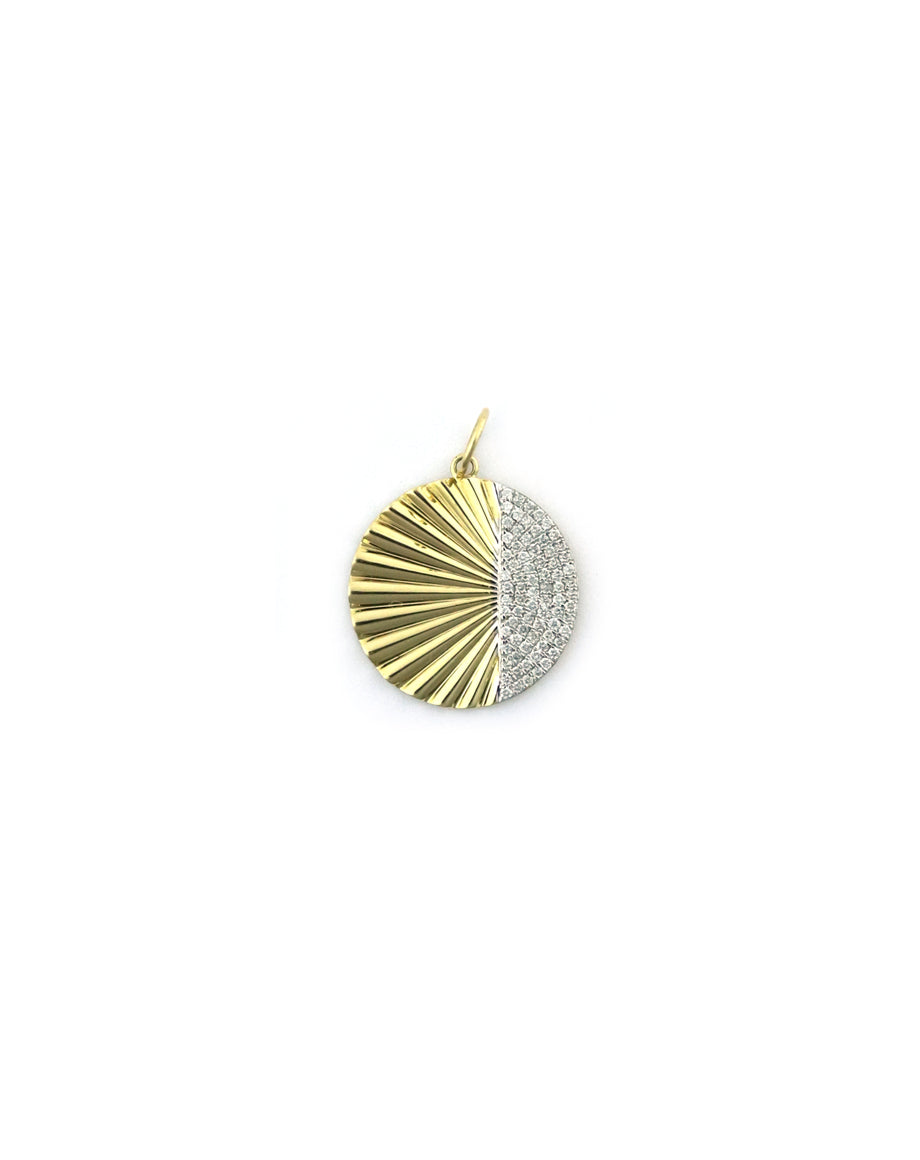 14K Gold Fanned Half Diamond Disc Charm