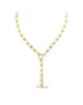 14K Gold Rectangle Figaro T-Bar Lock Necklace