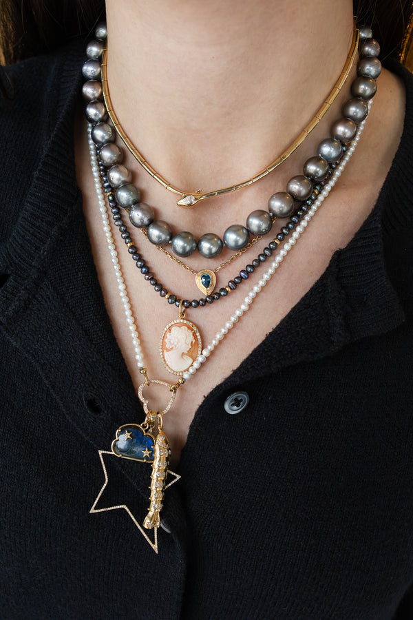 14K Yellow Gold Diamond Heart Lock Connector