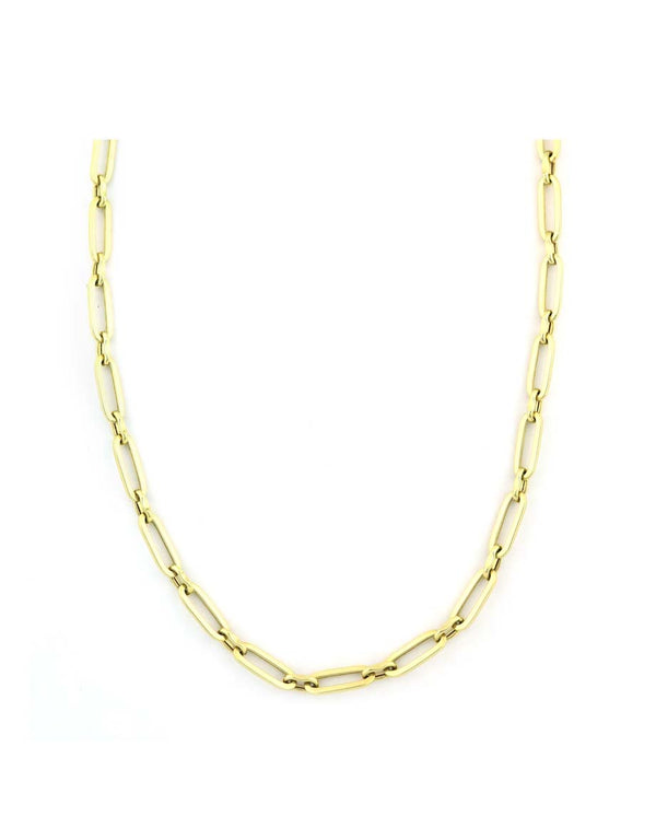 30" 14K Gold Flat Paper Clip + Pinched Link Chain