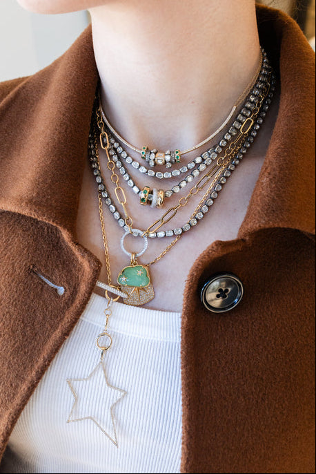 14K Gold Large Open Diamond Star Charm