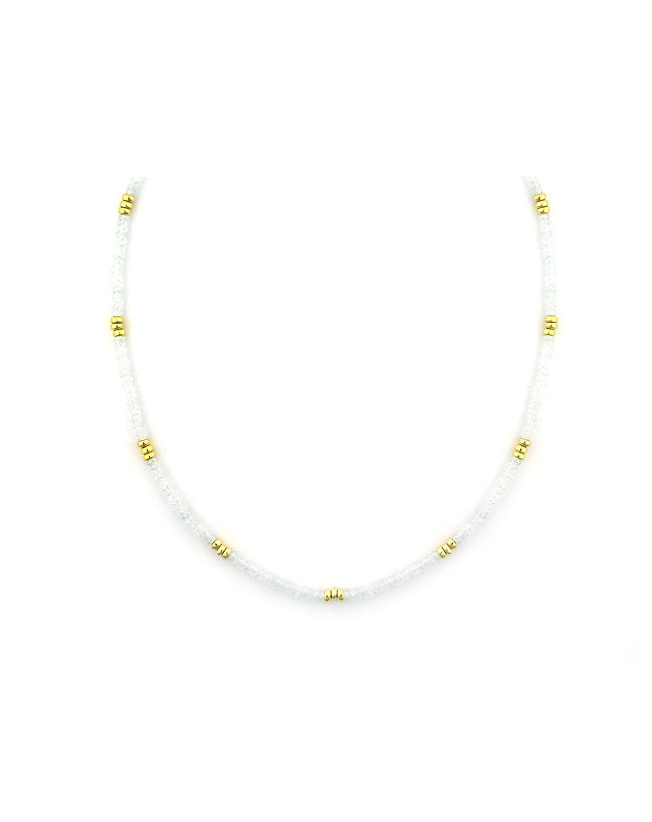 3mm Frosty White Zircon Trio Rondelle Necklace