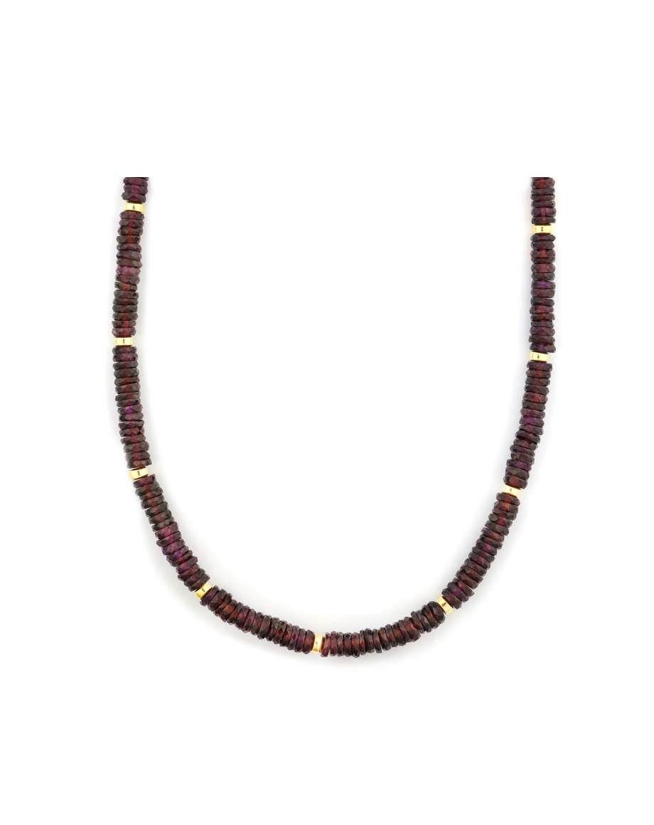 5mm Heishi Garnet Rondelle Necklace