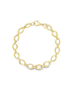 7.5" 14K Gold Geometric Oval Link Bracelet