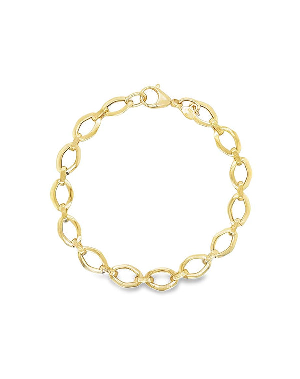 7.5" 14K Gold Geometric Oval Link Bracelet