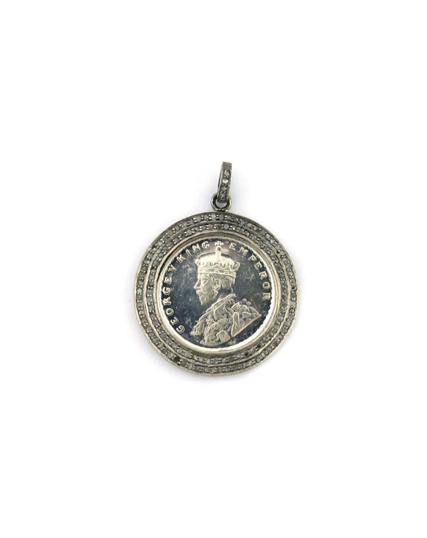 Silver Double Diamond Frame King George V Emperor Coin