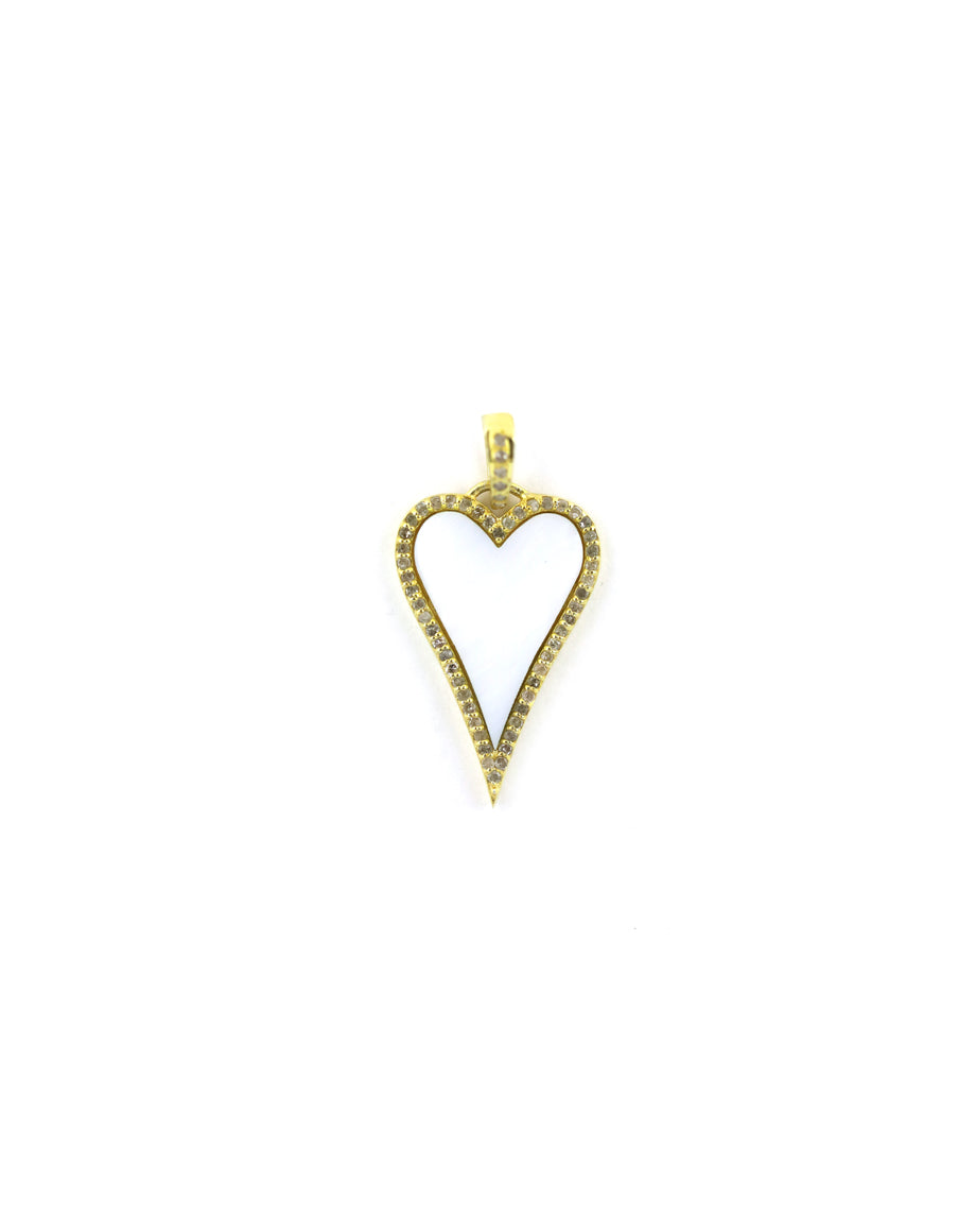 Gold Mother of Pearl Diamond Heart